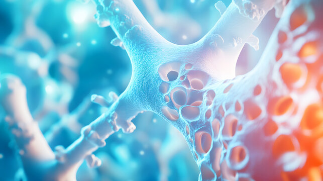Growth hormone in development/ Visual of growth hormone stimulating bone and muscle growth during