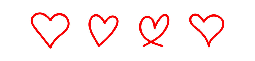 heart shape art line, heart doodle hand drawn, heart sticker cute