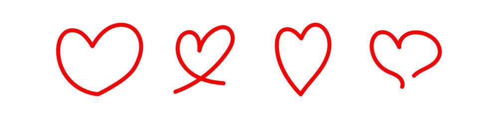 heart shape art line, heart doodle hand drawn, heart sticker cute