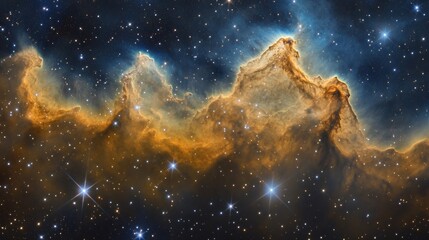 Fototapeta premium A distant cosmic nebula surrounded by faint stars and planetary dust