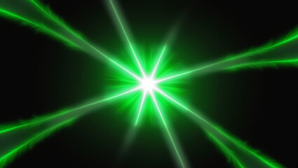 bright green rays of light,