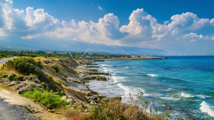Fototapeta premium Cyprus coastline. Beautiful view of Mediterranean Sea