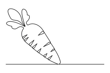 Continuous one line drawing of isolated carrot outline vector art illustration 
