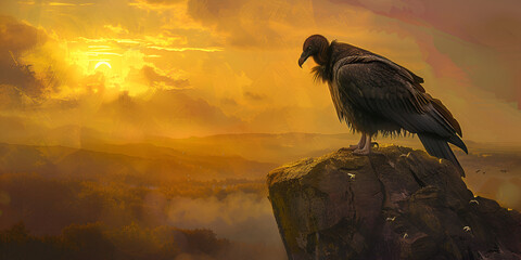 Fototapeta premium Golden Eagle Perched at Sunset