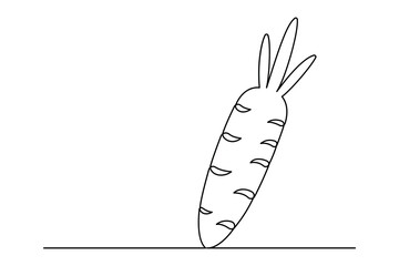 Continuous one line drawing of isolated carrot outline vector art illustration 
