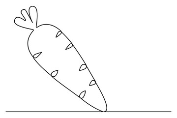 Continuous one line drawing of isolated carrot outline vector art illustration 
