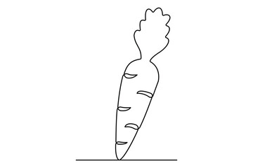 Continuous one line drawing of isolated carrot outline vector art illustration 
