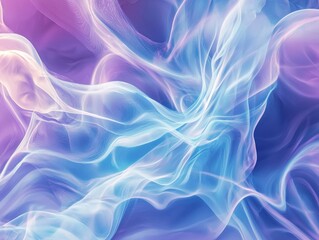 Fototapeta premium Abstract blue, mint, and purple background with interlaced smoke glitch and distortion effect. Futuristic cosmos design - ai