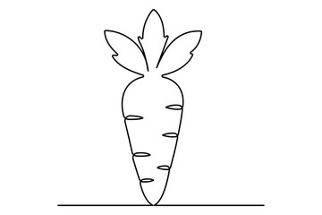 Continuous one line drawing of isolated carrot outline vector art illustration 
