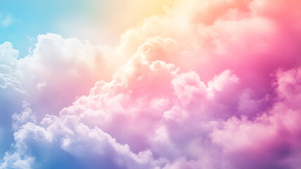 Colorful clouds at sunset in a serene sky filled with pastel hues and soft light