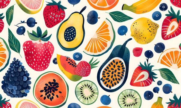 fruits and vegetable herbal concept for background or 2d illustrator cartoon.