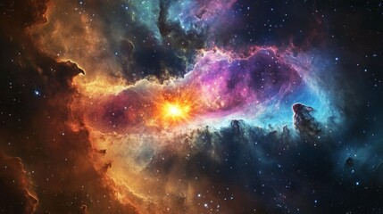 Fototapeta premium A galactic rift showing a supernova explosion, with vibrant space clouds swirling around