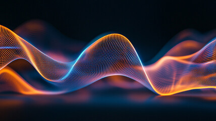 Fototapeta premium Colorful wave patterns representing sound frequencies in a dark background environment