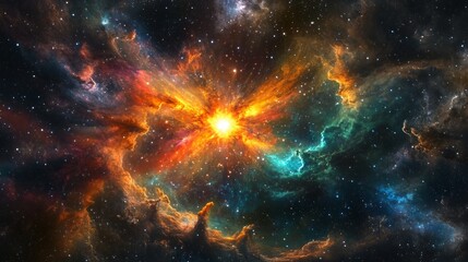 Fototapeta premium A galactic rift showing a supernova explosion, with vibrant space clouds swirling around