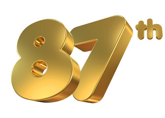 87th anniversary gold 3d number