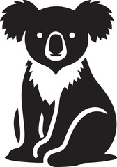 Koala Bear silhouette simple vector black and white full body