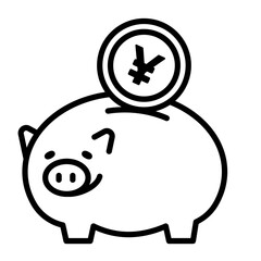 An icon representing saving money. A piggy bank with a yen inside it.
