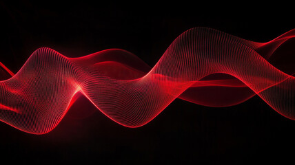 Red wave pattern with dynamic lines creating an abstract visual effect on a black background