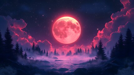 Naklejka premium Halloween flyer design featuring a full moon, a ghost, and a dark sky, illustrated in a fun 3D cartoon style.