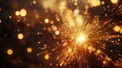 Fototapeta premium A stunning close-up of sparkler fireworks, radiating bright light against a dark background, for Diwali celebrations.