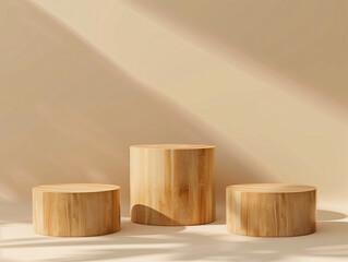 Natural Elegance: Wooden Podium in Minimalist Space