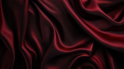 Obraz premium Luxurious deep red fabric elegantly draped on a surface, showcasing intricate details and texture
