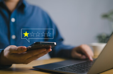 review rating 1 star. concept of low quality, and unhappy, feedback and opinions complaints from...
