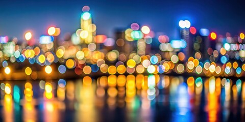 A captivating and versatile blurred background of city lights at night, cityscape, urban, nightlife, lights, bokeh