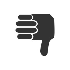 Thumbs Down Icon Symbolizing Disapproval and Negativity. Black and white thumbs down icon representing disapproval or negative feedback. Commonly used in digital communications to symbolize rejection 