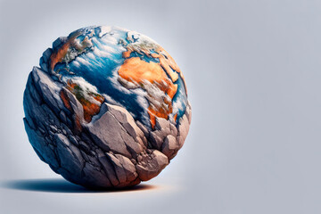 Land cracking under the pressure of environmental problems. Abstraction. Space for text.