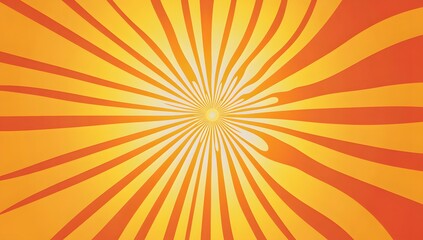 A simple orange and yellow background with an illustration of the sun, radiating rays in a spiral pattern. 