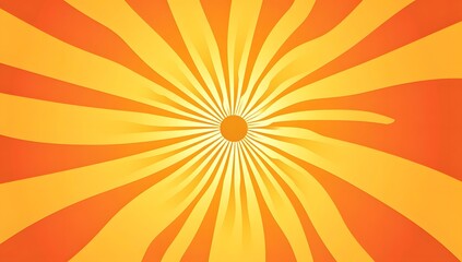 Fototapeta premium A simple orange and yellow background with an illustration of the sun, radiating rays in a spiral pattern. 