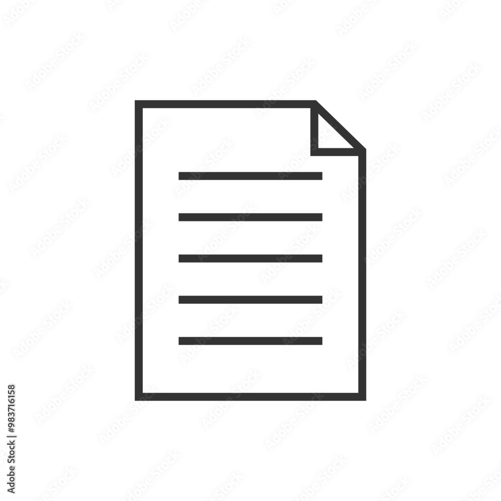 Poster document icon with black outlined paper. simple black outline of a paper document icon with lines re
