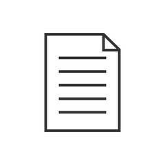  Document Icon with Black Outlined Paper. Simple black outline of a paper document icon with lines representing text, showcasing minimalist design suitable for digital applications.
