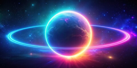 Neon colored glowing high energy singularity in space, neon, glowing, high energy, singularity, space, cosmic, vibrant