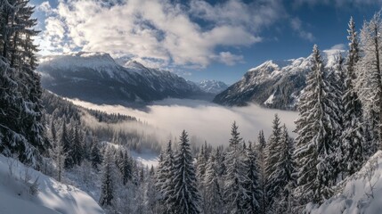 Snowy Mountain Landscape in Winter