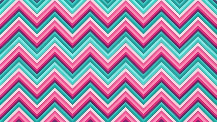 Dynamic pattern of chevron stripes in pink and turquoise, colorful, bold, vibrant, modern, trendy, geometric, abstract, graphic