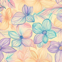 floral and leaf seamless patterns in doodle-style tile designs with graphic format.
