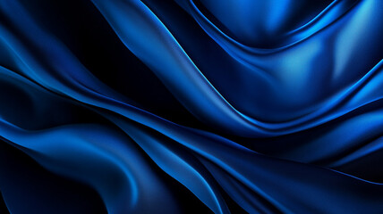 Obraz premium Elegant blue silk fabric draping gracefully against a dark background