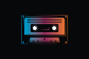 Obraz premium Audio cassette. Original vector illustration in vintage style. T-shirt design.