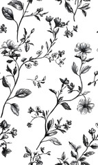 floral and leaf seamless patterns in doodle-style tile designs with graphic format.