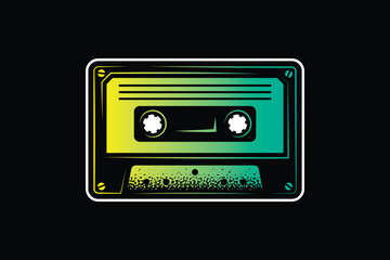 Fototapeta premium Audio cassette. Original vector illustration in vintage style. T-shirt design.
