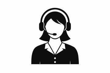 Call center woman silhouette vector, Customer service icon, news presenter icon