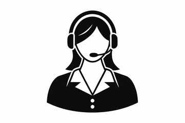 Call center woman silhouette vector, Customer service icon, news presenter icon