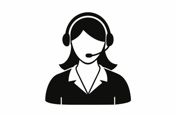 Call center woman silhouette vector, Customer service icon, news presenter icon