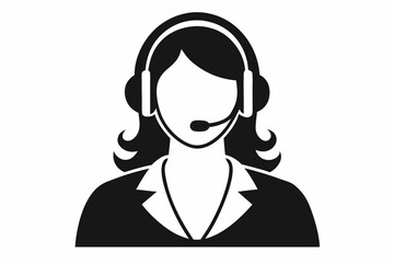 Call center woman silhouette vector, Customer service icon, news presenter icon