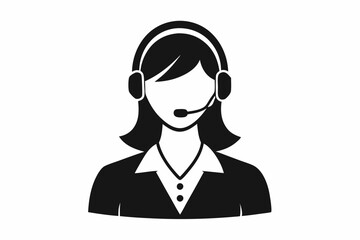 Call center woman silhouette vector, Customer service icon, news presenter icon