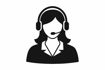 Call center woman silhouette vector, Customer service icon, news presenter icon