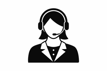 Call center woman silhouette vector, Customer service icon, news presenter icon