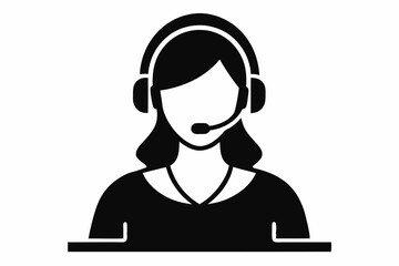 Call center woman silhouette vector, Customer service icon, news presenter icon
